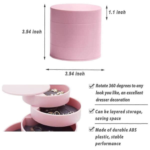 4-lagers roterande smyckesförvaringslåda - rosa - 10*10*10cm - 1 styck