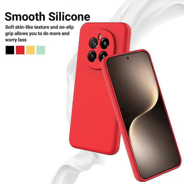 [RM] Stöttåligt mobilskal i flytande silikon med enfärgad design Red For Honor Magic7