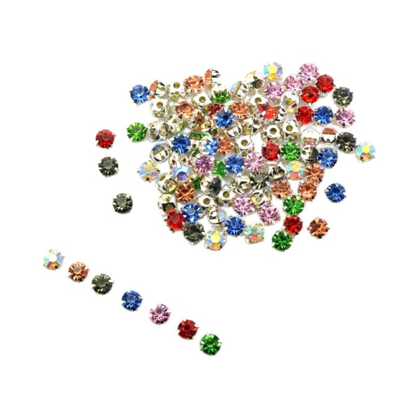 100x Lot Multicolor sy på strass utsmyckningar Smyckestillverkning
