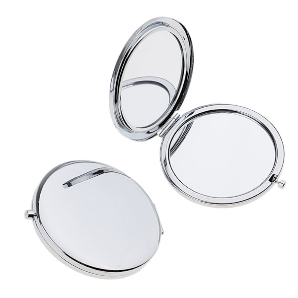 2 st Reseportabla Dubbla Fickor Kompakt Sminkspegel Set Silver