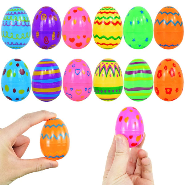 12-pack Påsk flerfärgade plastägg godis chokladask DIY 12pcs