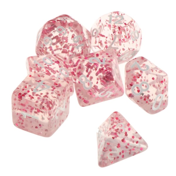 7-delars Polyedriskt Akryl Tärningsset, Brädspel, Transparent Rosa