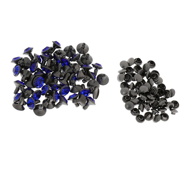 50 Set Kristall Snabbnitar Metall Nitar Dubbar DIY Läderhantverk 8mm Svart
