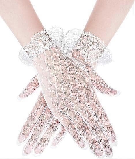 Blondehandsker til kvinder Brudeblomstrede netthandsker Elegante sommerhøflighedshandsker til bryllup, teselskab, opera