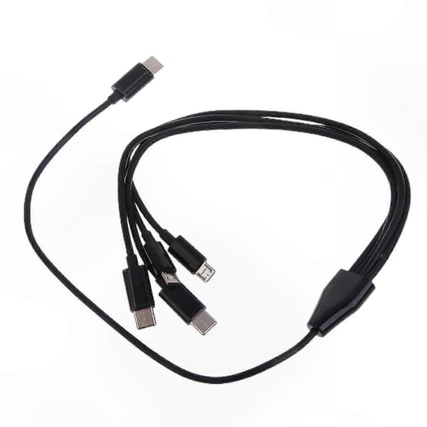 Hvit 4-i-1 USB C ladekabel med Micro USB-kontakt for telefon- og nettbrett-enheter White