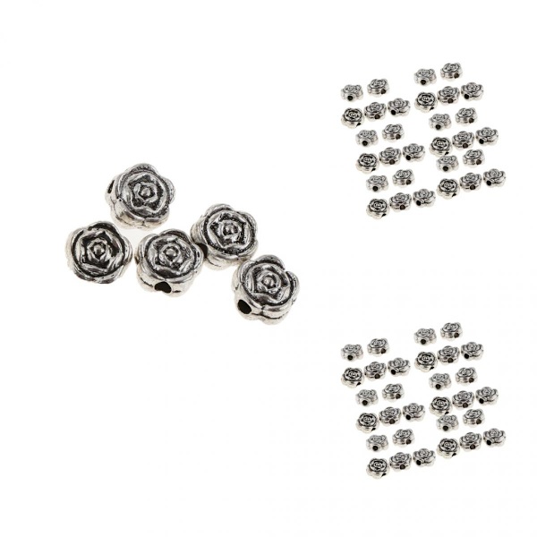 50 Stycken Smyckestillverkning Distanspärlor Legering Armbandsberlocker Rosformade Fynd