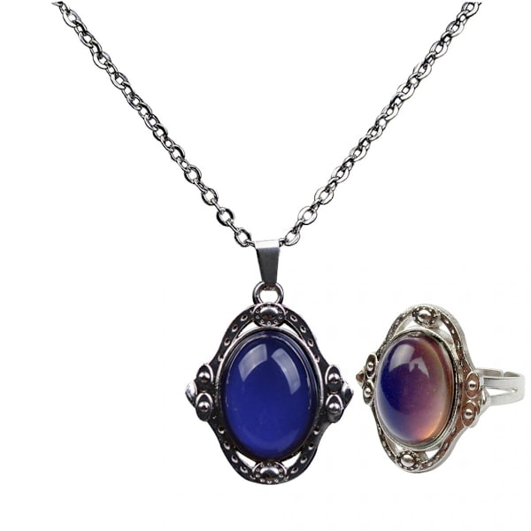 Magisk Stämnings Ovalt Hängsmycke Halsband Ring, Färgstark Stämningsfärg Ätnisk Choker - Perfekta Gåvor
