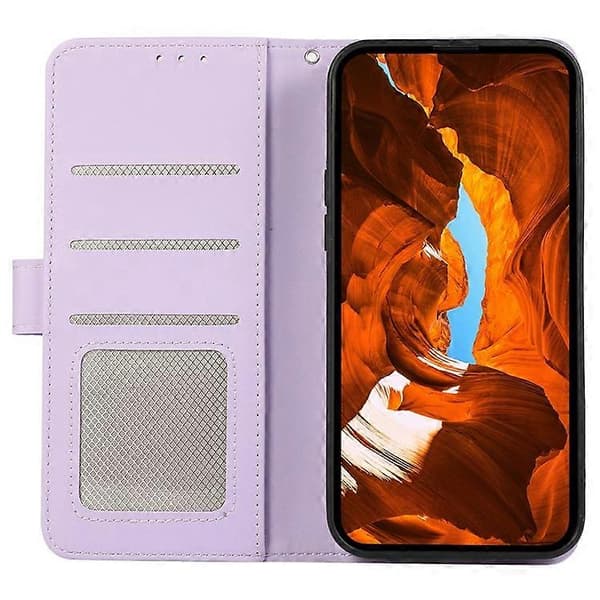 [RM] Kompatibelt etui til iPhone 17 Pro RFID Flip Lædercover Purple
