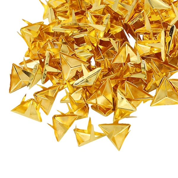 100st metall triangulär nitstudsklo för läderväska Bältedekor 16mm guld