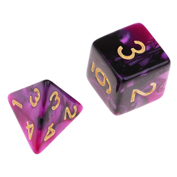 7 st Polyedriska Tärningar För Dungeons u0026 Dragons Tärningsspel Leksak Lila Svart