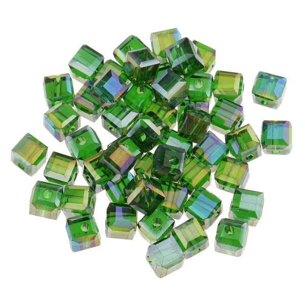 50 st 6 mm glaskristall fyrkantiga glaspärlor för att göra DIY smycken djupgrön