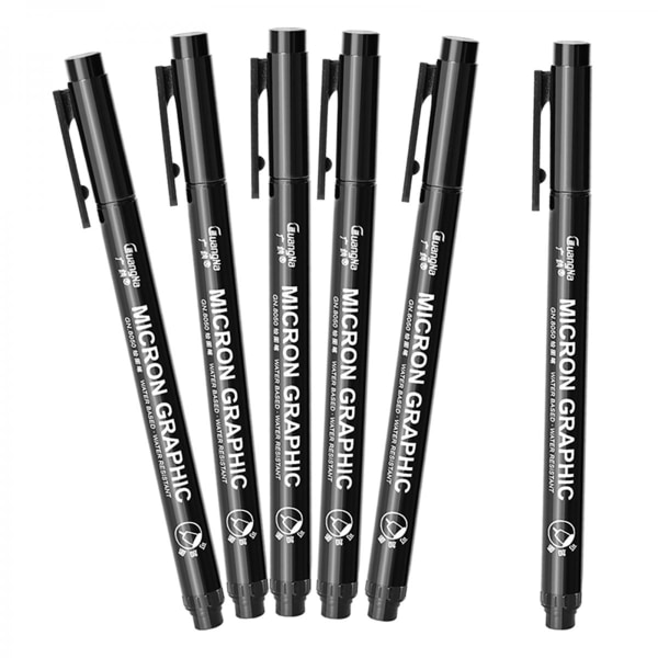 Uni Pin Fine Liner Pen Ritning Pigment Marker Vattentät Skiss 6st