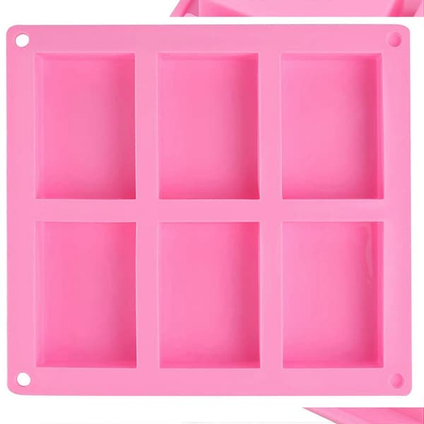 8-pack silikonformar för tvål - 6-håls rektangulära DIY-tvålformar för tårta, cupcake, muffin, kaffe