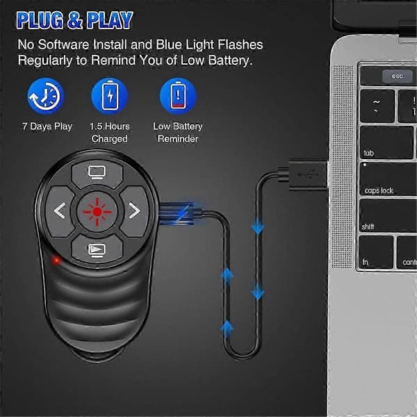 USB-C ladattava langaton esitysklikkeri Black