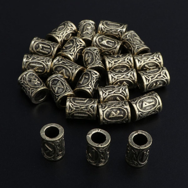 24Pack Viking Rune Pendant Charm Bead Norse Norse Pendant Hår Skägg Brons