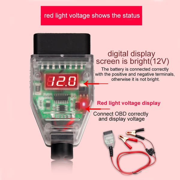 [RM] Memory Saver Connector OBD Batterilekkasjedeteksjon Bildiagnostisk Verktøy med 2 Klips