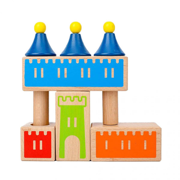 Wood Kids Castle Building Blocks Stapling Träblock Pedagogisk set för småbarn