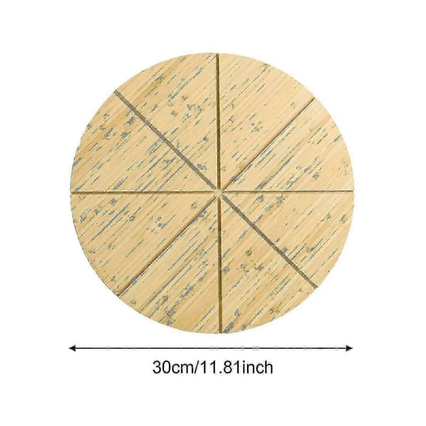 Pizzaskjærebrett Bambus Pizzabrett Matforberedelsesbrett Ostefat med 8 grids 30cm