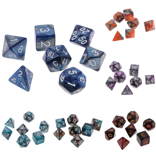 28 Tärningar D20 D12 D10 D8 D6 D4 Bordsspel Leksaker 1.6CM Akryl För D&D Leksaker Siffror TRPG