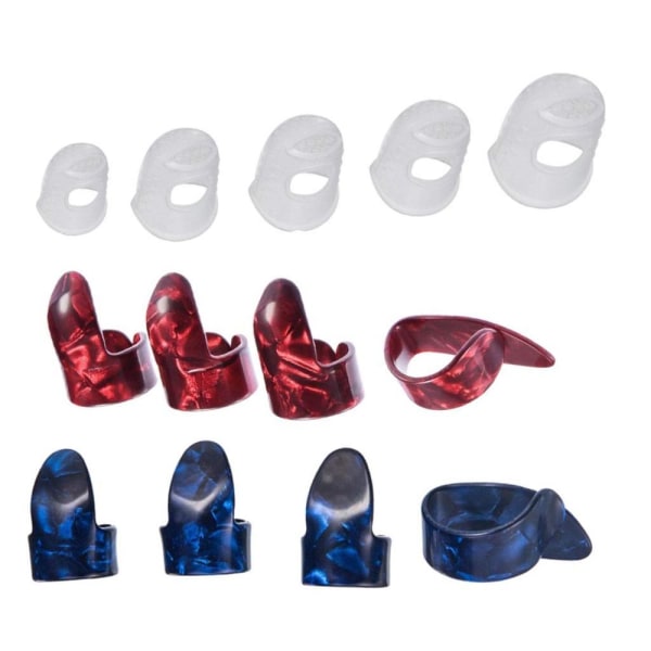13 st Gitarrplektrum Tumplektrum Fingerplektrum Gitarrplektrum Fingerskydd Celluloid Silikon Gitarrtillbehör Kit för Gitarr Bas Banjo Ukulele