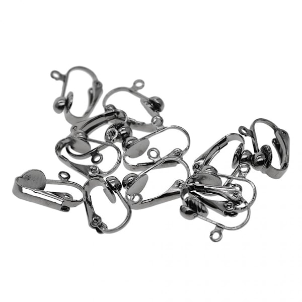 12-pack Clip-on Örhänge Omvandlare med Öppen Ögla DIY Tillbehör Svart