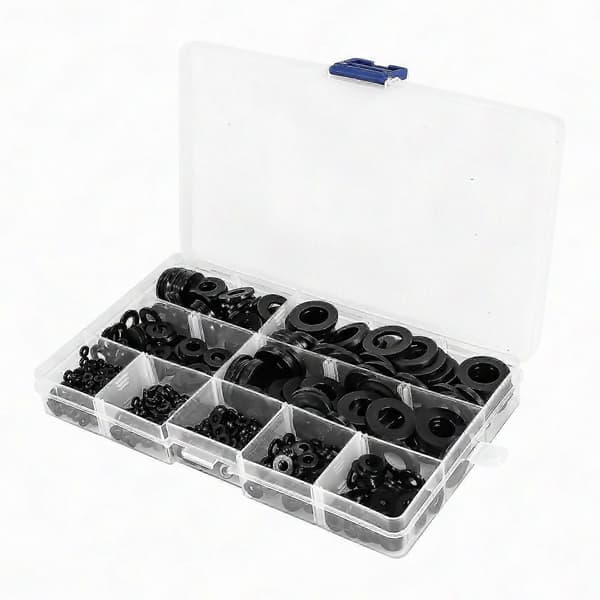 600 stk. sort nylon fladskive sortimentssæt til M2 M2.5 M3 M4 M5 M6 M8 M10 M12 almindelig reparationsskive møbelpakningssæt Black