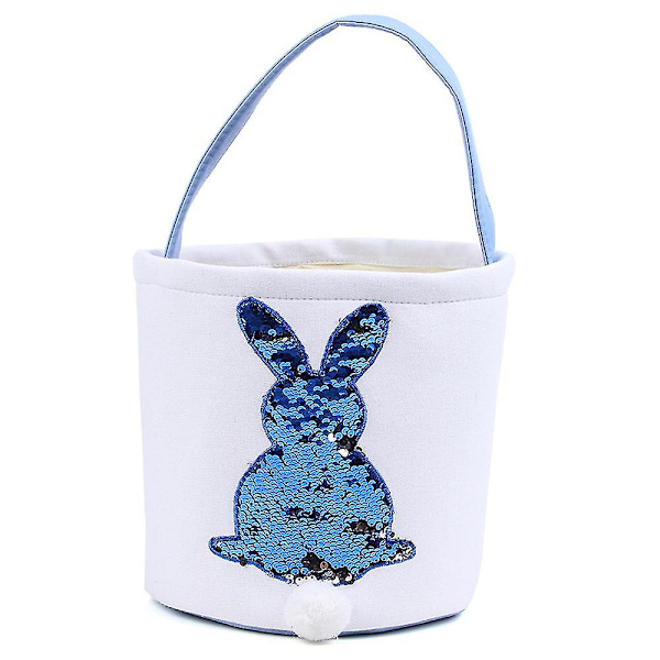 Påskhare Glitterkorg Förvaringsväska För Baby Barn Påskägg Jaktkorg Påsk Canvas Tygväska Bärande Present Blue