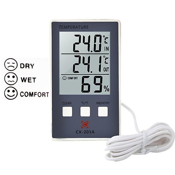 Digital Termometer Hygrometer Inomhus Utomhus Temperatur Luftfuktighetsmätare C/F LCD-Display