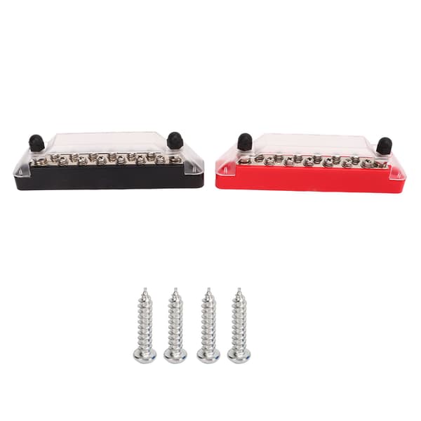[RM]2 pcs 14 Post Power Distribution Block Bus Bar Set 2xM6 Post 12xM4 Screw Battery Terminal Box with Cover without Terminals