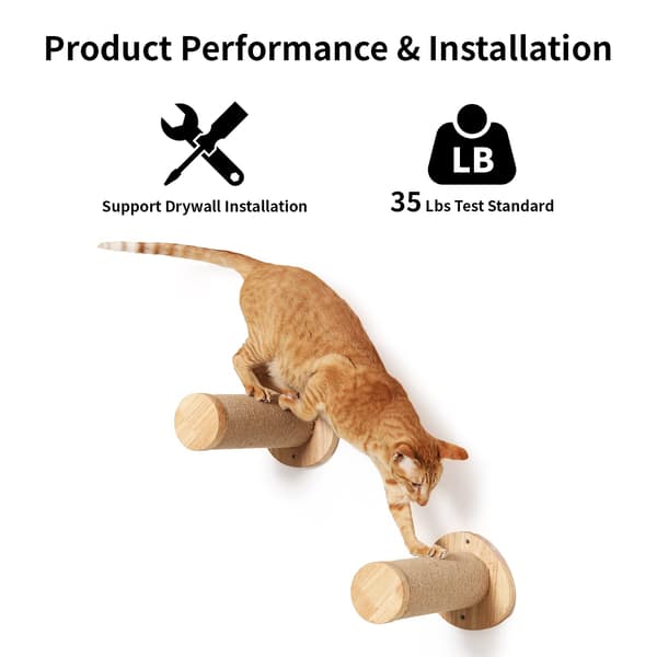Wall Mounted Cat Furniture, 28.5cm Cat Climbing Steps, Wall Mounted with Jute Scratching Post for Most Kittens, Medium and Large Cats, 2-Pack