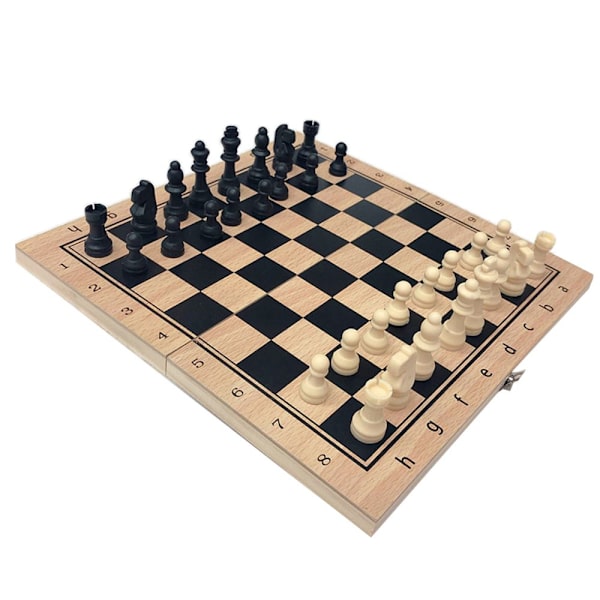 Handgjort Hopfällbart Schackbräde i Trä för Internationellt Resebruk 29x29cm
