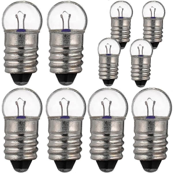 10-pak miniature E10-pærer 2,5V 0,3A til videnskabsprojekter og uddannelsesmæssige eksperimenter med lysperler