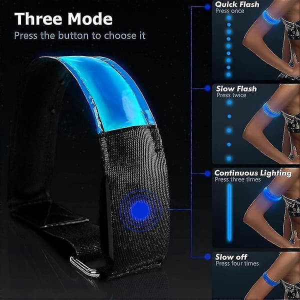 2 stk Ladbare LED-lys Armbånd, Refleks LED Løpearmbånd, Justerbar