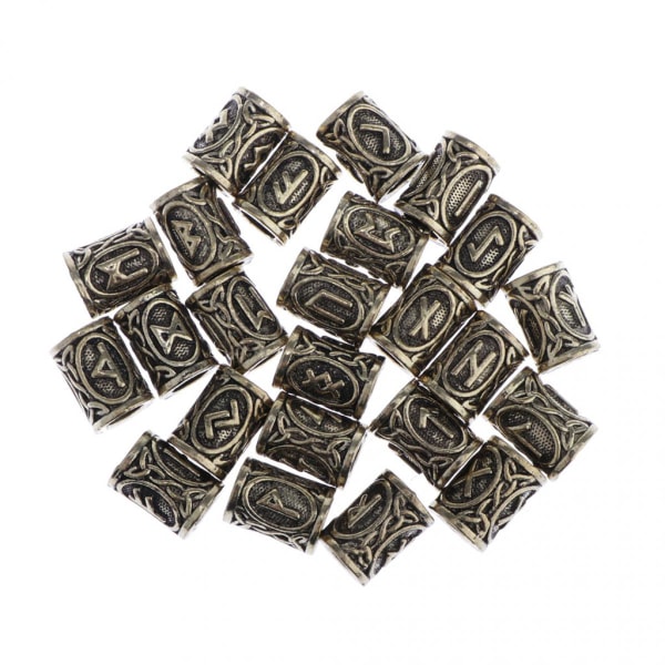 24Pack Viking Rune Pendant Charm Bead Norse Norse Pendant Hår Skägg Brons