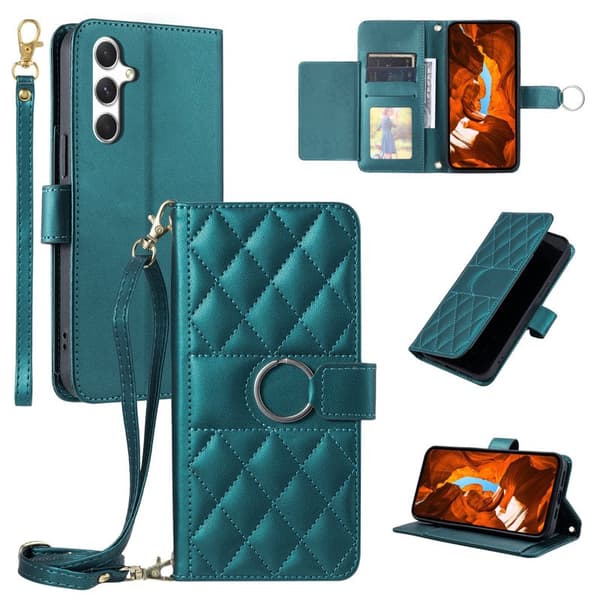 Wallet Case for Samsung Galaxy S26 Artificial Leather Ring Holder - Green