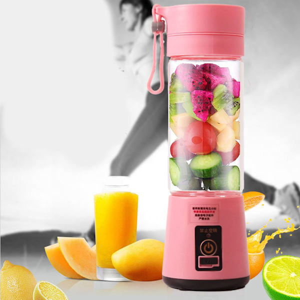 Elektrisk USB Juicer Handhållen Juice Mixer Juicekopp Rosa Flaska 3S