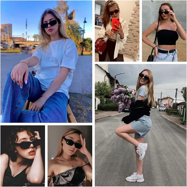 Rektangulära solglasögon UV400-skydd retro körglasögon för kvinnor K