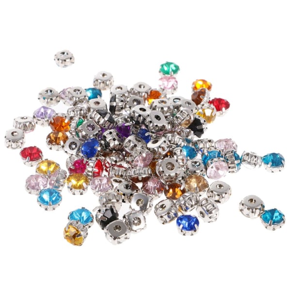 100 stycken Sy på Diamante Akrylkristaller Strassutsmyckning 8 mm
