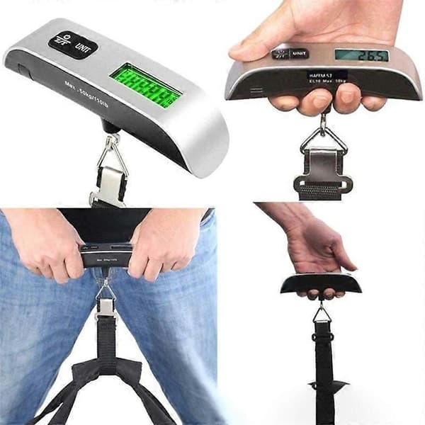 Digital bagagevåg med överviktsvarning, vit bakgrundsbelyst LCD-display 110LB / 50KG