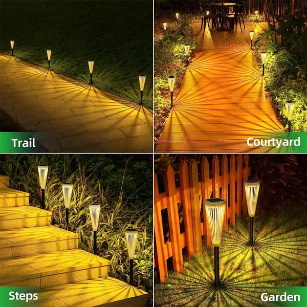 [RM]Composite Solar Artisans, Hollow Design Auto On/Off Solar Powered Pathway Lights, Durable for High Outdoor Temperatures and Humidity, 6 Bright