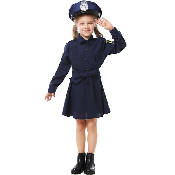 Flickor Uniform Barn Rollspel Kjol för Halloween 1 Kostym Marinblå