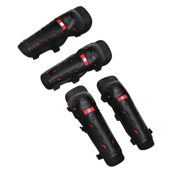 [RM] 4 pcs Knee & Elbow Pads with Luminous Function - Protective Set for Outdoor Cycling & Off-road - Red