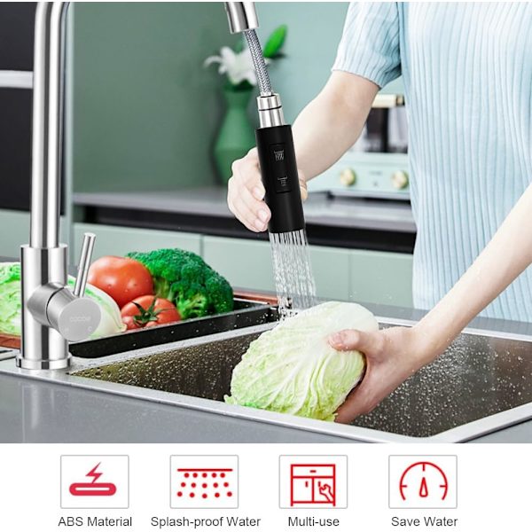 [RM] Pull-Out Spray Faucet 2 Modes Kitchen Spray Faucet Black Pull-Out Kitchen Spray Plastic Replacement Shower Head Bathroom Shower Head