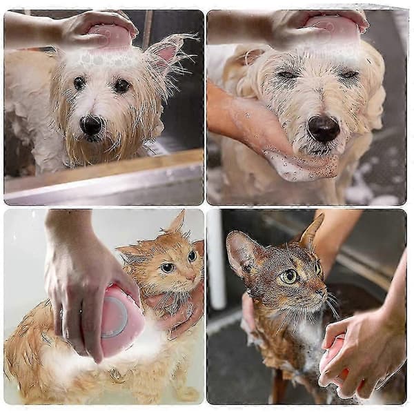 Hundebadskrubblød silikone kæledyrs skønhedsbørste til shampoo og massage under bruser, sæt 1 [MI]