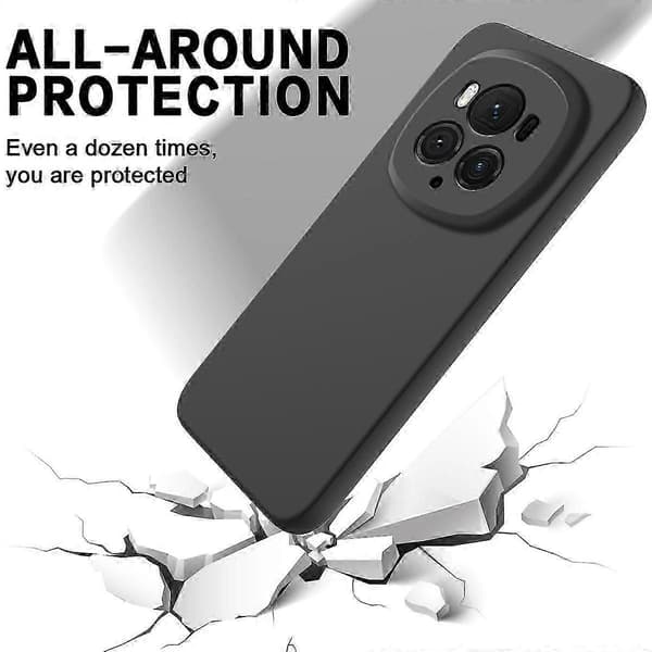 [RM] Stöttåligt mobilskal i flytande silikon med enfärgad design Black For Honor Magic6 Pro