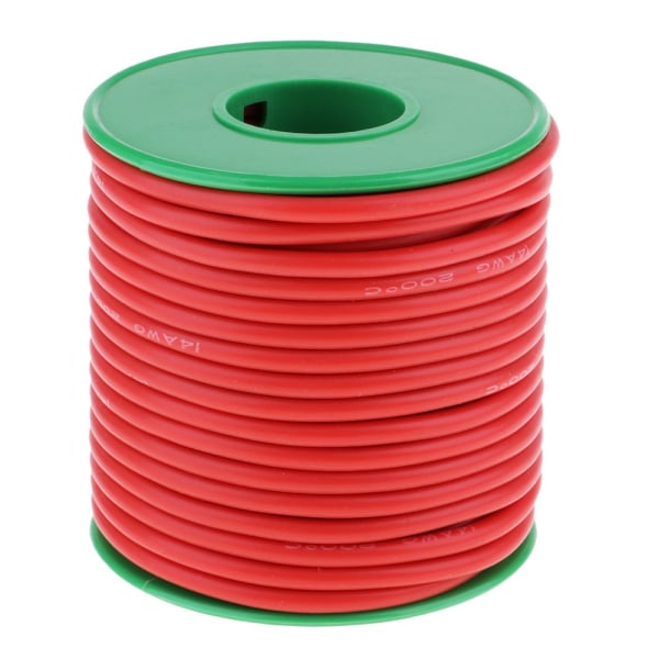 14 gauge silikontråd: 33 fot hög ultraflexibel silikontråd, röd