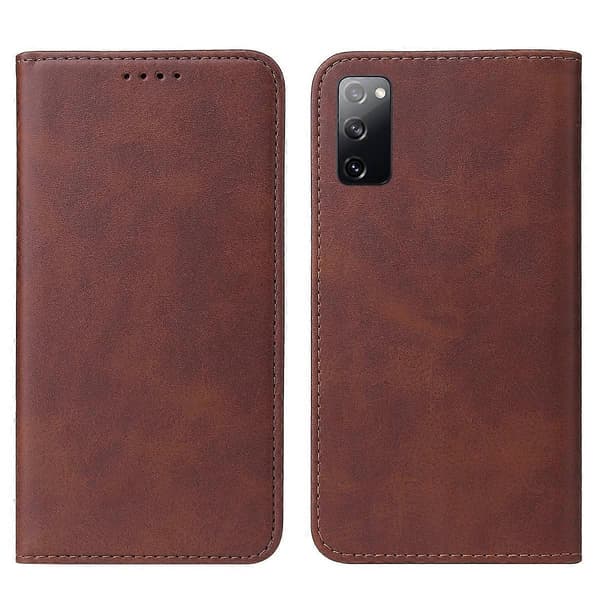 [RM] Til Samsung Galaxy S20 FE 5G, S20 FE, S20 Lite, S20 FE 2022 Læderetui med magnetisk lukning Brown