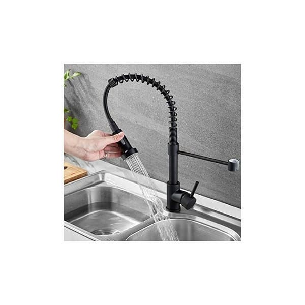 [RM][11D] Kitchen Faucet Matte Black Kitchen Faucet with Black Pull-Out Spray