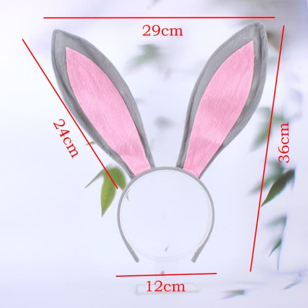 2-pack Easter Bunny Ears Headband - Grey and White Plush for Children's Clothing