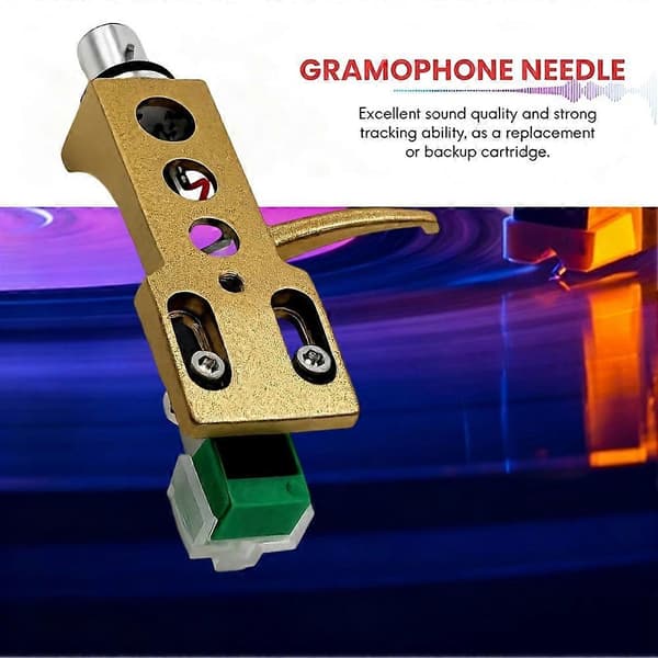 AT3600L Stylus+Platespiller Headshell Kit Universal Phono Pickupmontering for LP Vinyl Platespiller B Gold & green